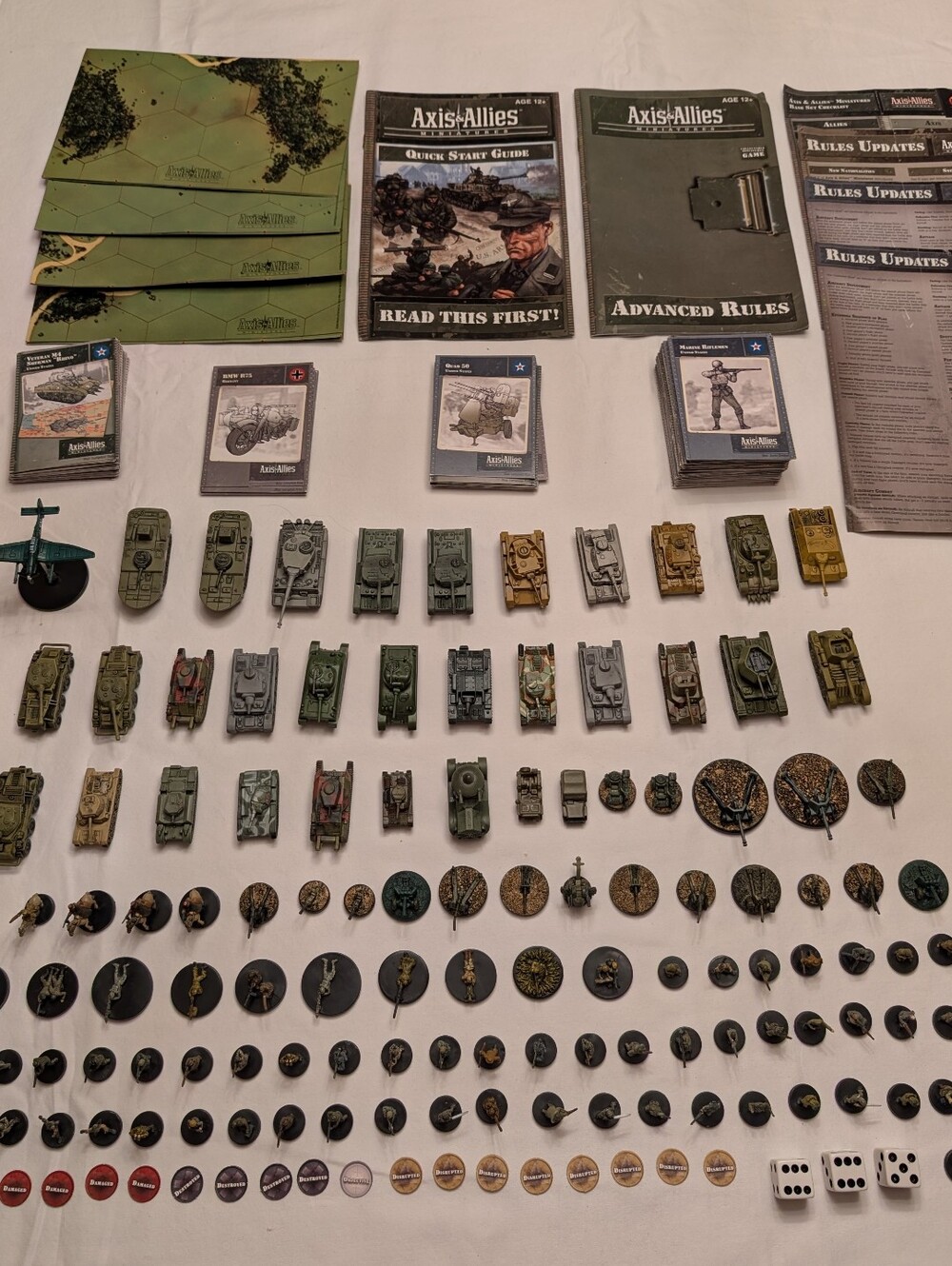 Axis And Allies 120 Miniature Figures And Tanks With 120 Matching Stat Cards